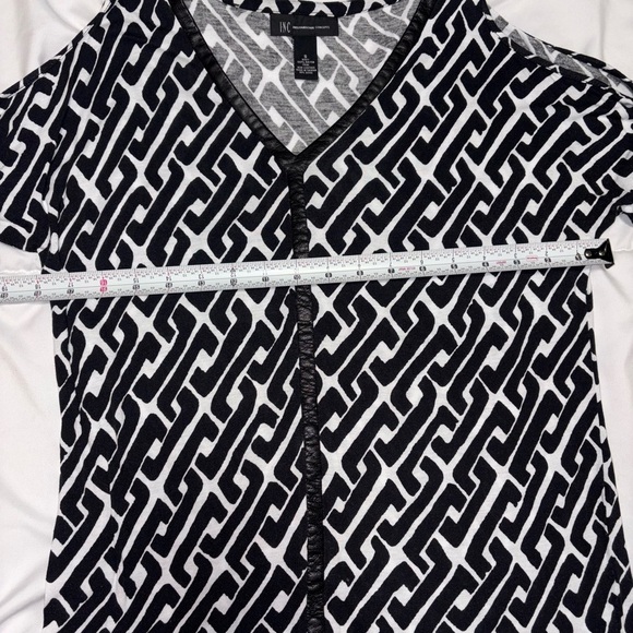 Inc vivacous blouse top leather trim small black white international concepts - Picture 5 of 6